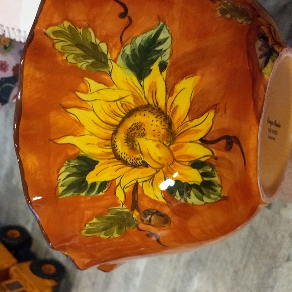 Vintage Stoneware Rooster Sunflower Bowl - Rooster Oversized  Rooster sunflower bowl